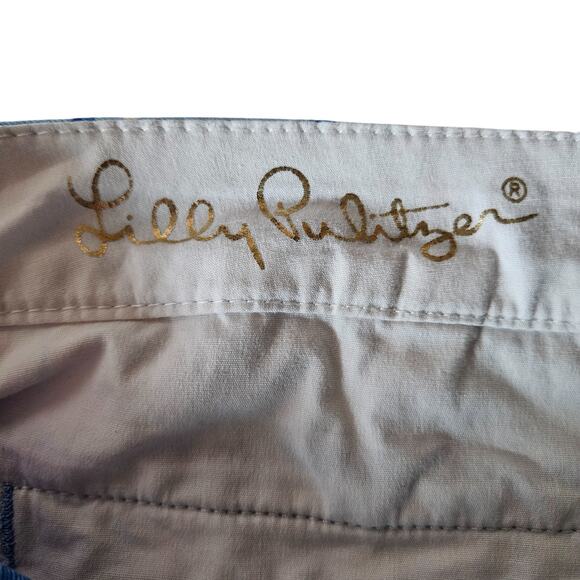 Lilly Pulitzer Womens Buttercup Stretch Short 2 Blue Floral Scallop Hem Low Rise - Picture 13 of 14